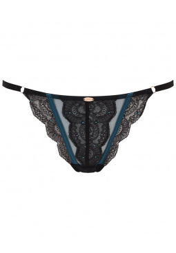 Hyper Real Metallic Lace Strappy G-String in Blue