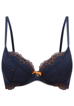 Superboost Lace Non Padded Plunge Bra - Midnight Blue/Gold