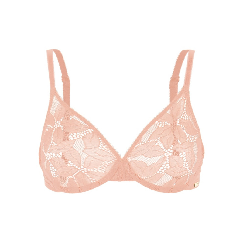 Gossard Glossies Lace Non Padded Sheer Underwired Bra In Light Pink for  Women