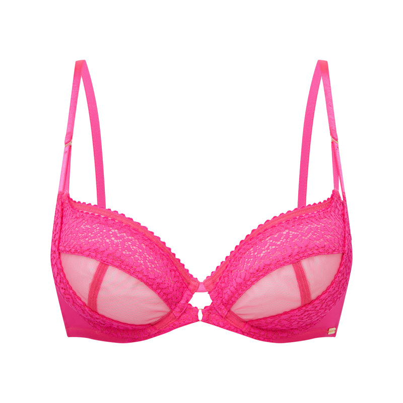 Envy Non Padded Plunge Bra Neon Pink Glo, New In